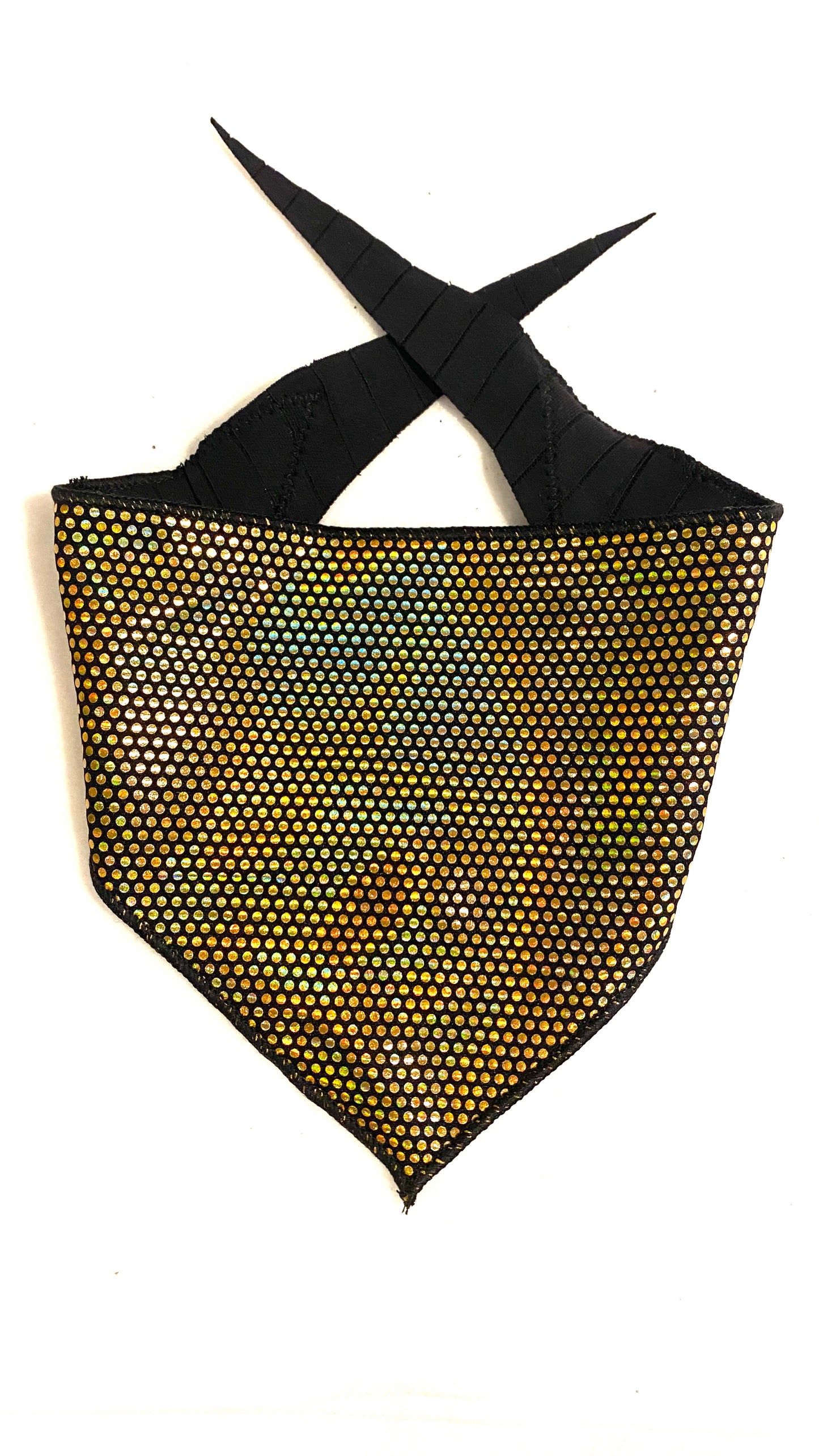 Gold geometric pattern dog bandana on a white background