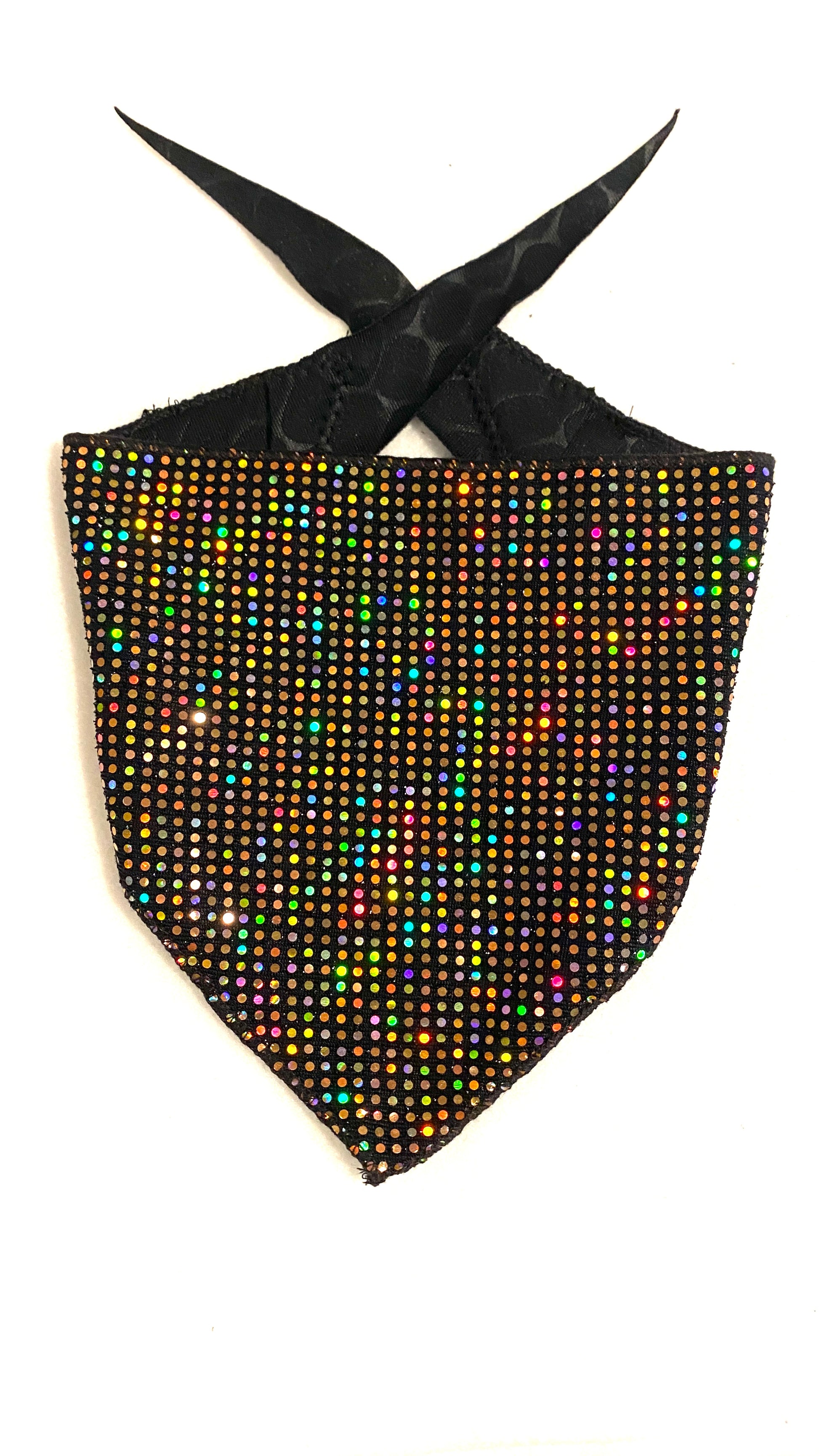 Dog bandana with multicolored polka dots on a white background